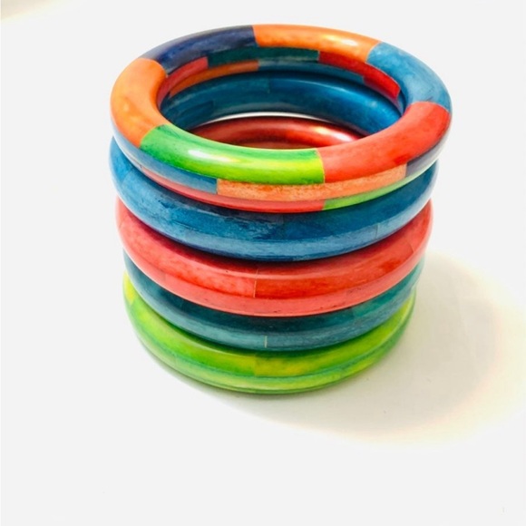 Colorful 5pcs bone Bangle Set - Picture 4 of 5
